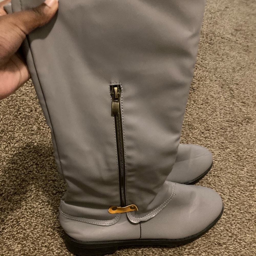 grey thigh high boots size 11